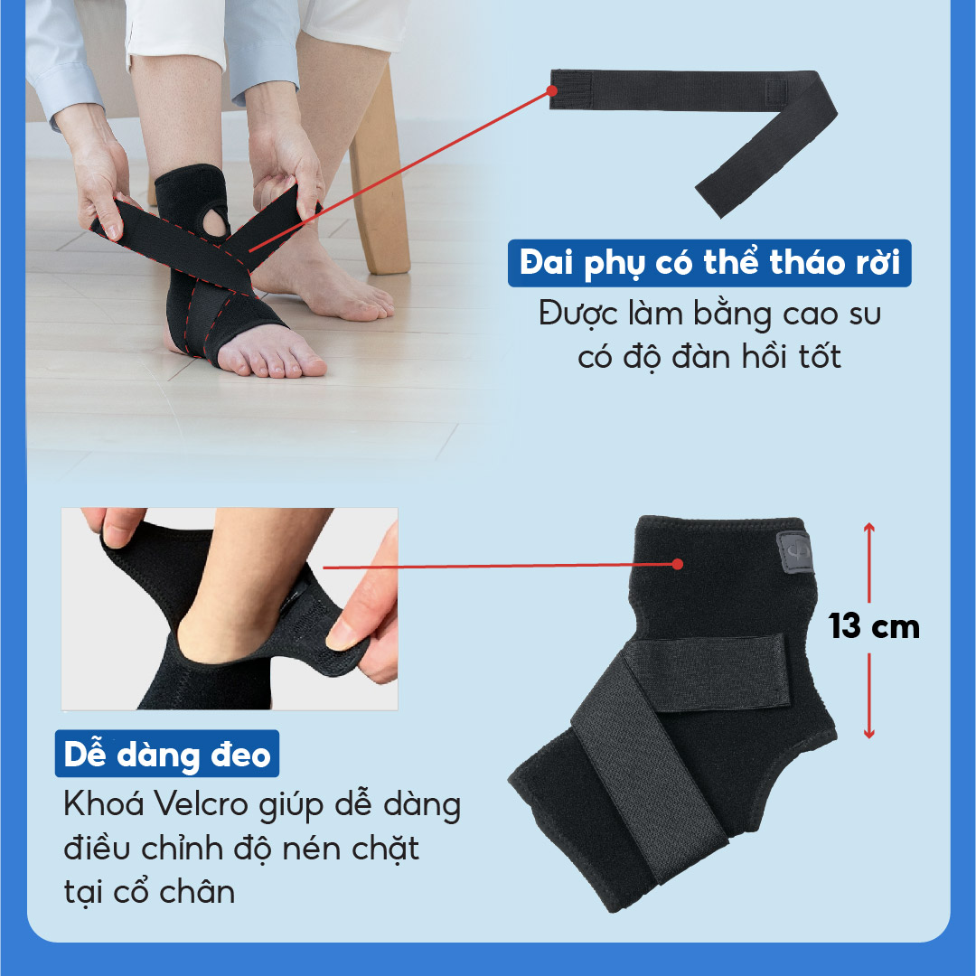 Đai Định Hình Cổ Chân (loại cứng) Phiten Metax Supporter Ankle Firm AP238003/AP238004/AP238005