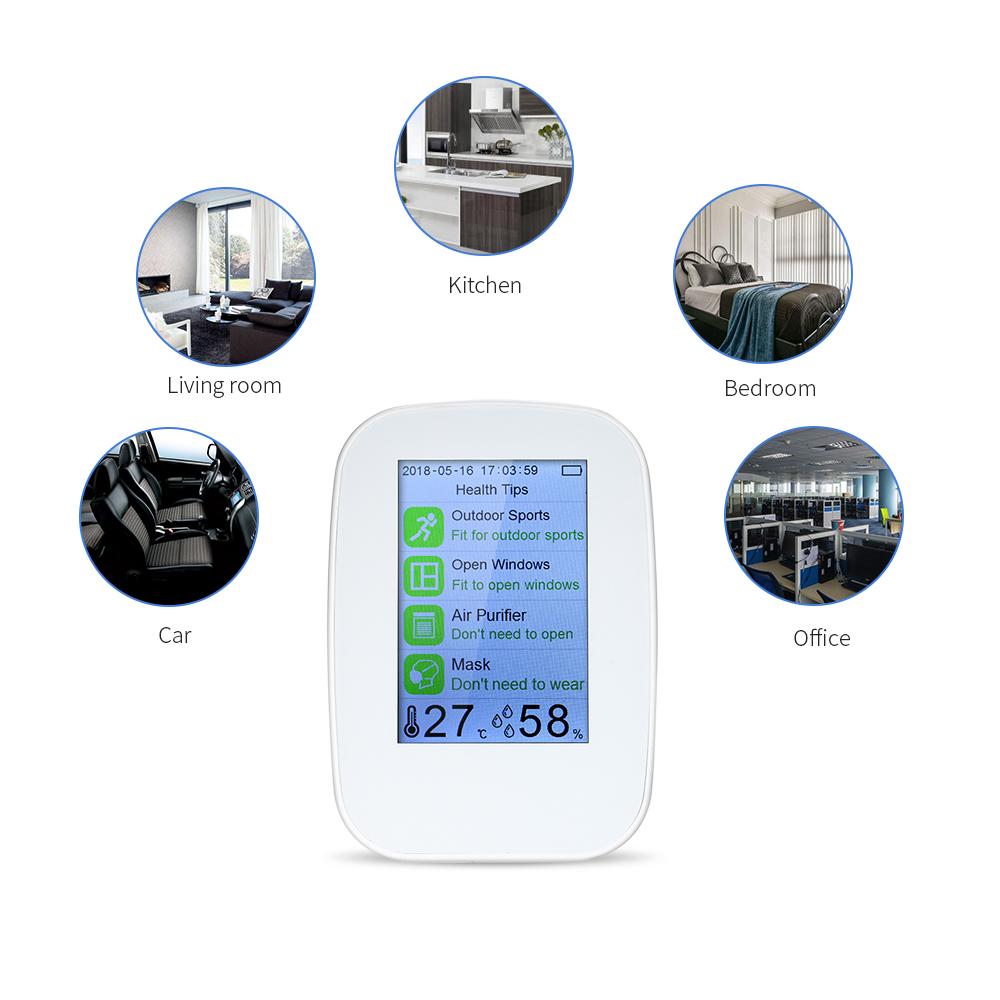 Portable Air Quality Detector Indoor/Outdoor Digital PM2.5 Formaldehyde Gas Monitor LCD HCHO & TVOC Tester Instrument Meter Air Analyzers with Rechargeable Battery