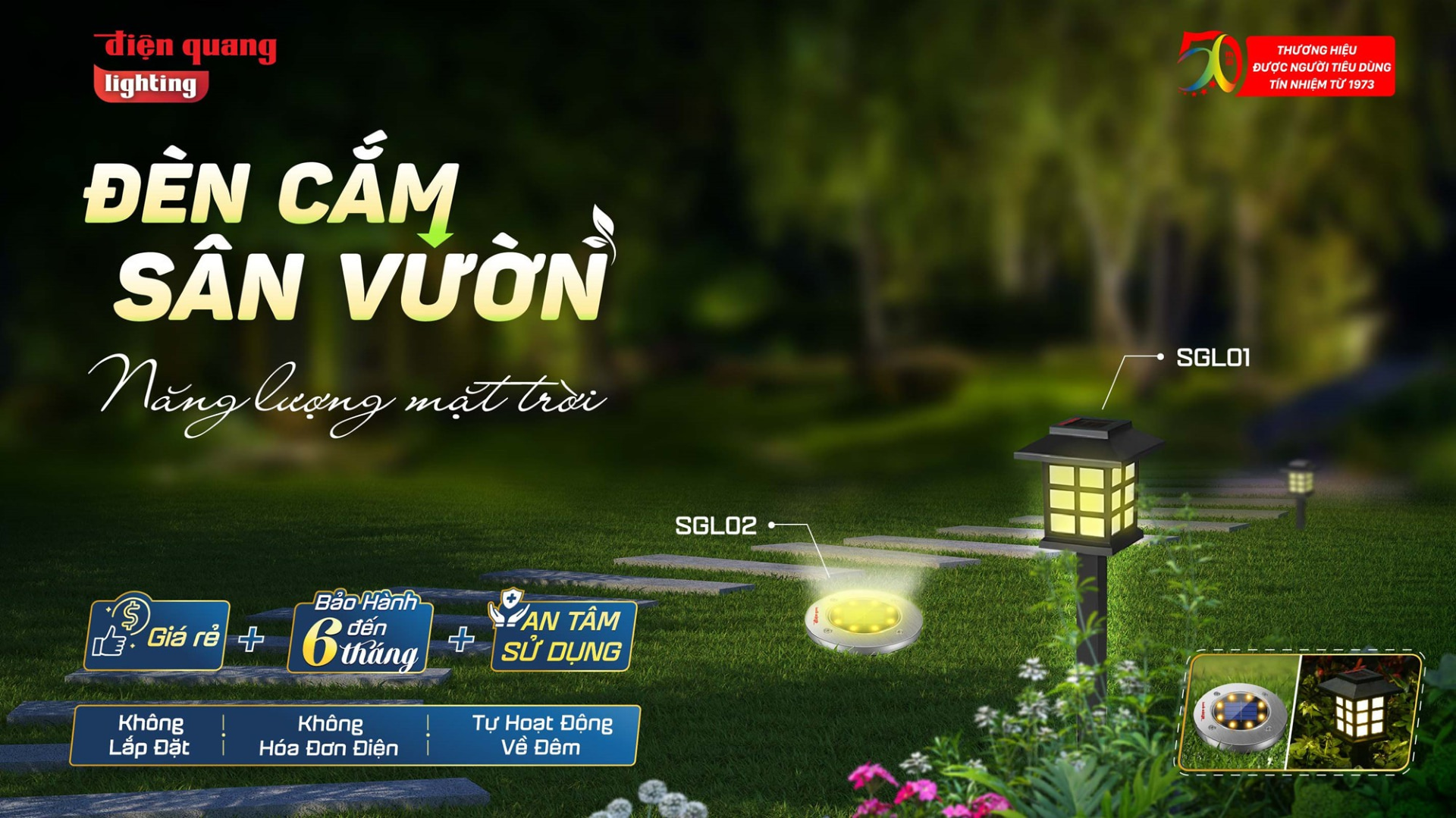 Đèn LED cắm sân vườn năng lượng mặt trời Điện Quang SGL01