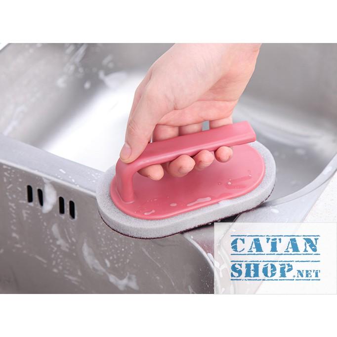 Bàn Chải Chà Cọ Rửa băng giấy nhám, bàn chải Vệ Sinh Nhà Bếp Nhà Tắm Có Tay Cầm GD396-BCGiayNham