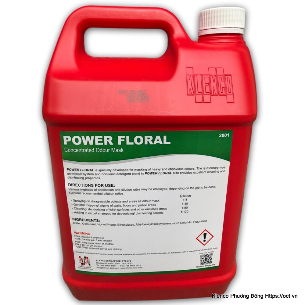 Nước lau sàn bệnh viện, xịt phòng khử mùi diệt khuẩn POWER FLORAL (Klenco - Singapore)