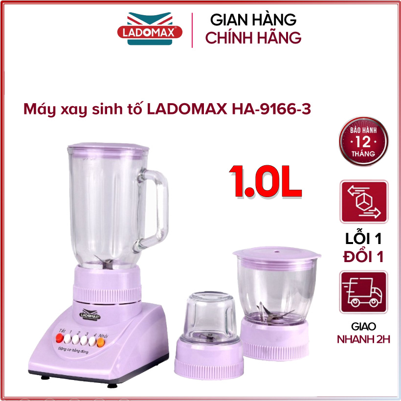 Máy xay sinh tố đa năng 3 cối Ladomax HA-9166-3 - Hàng chính hãng