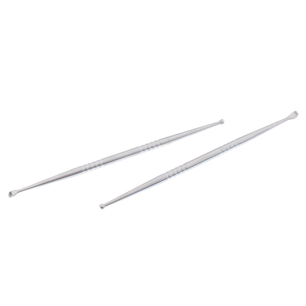 2 Pieces Stainless Steel Ear Curette Earwax Removal Ear Wax Remover Cleaner Swab Spiral Ear Pick Spoon Set