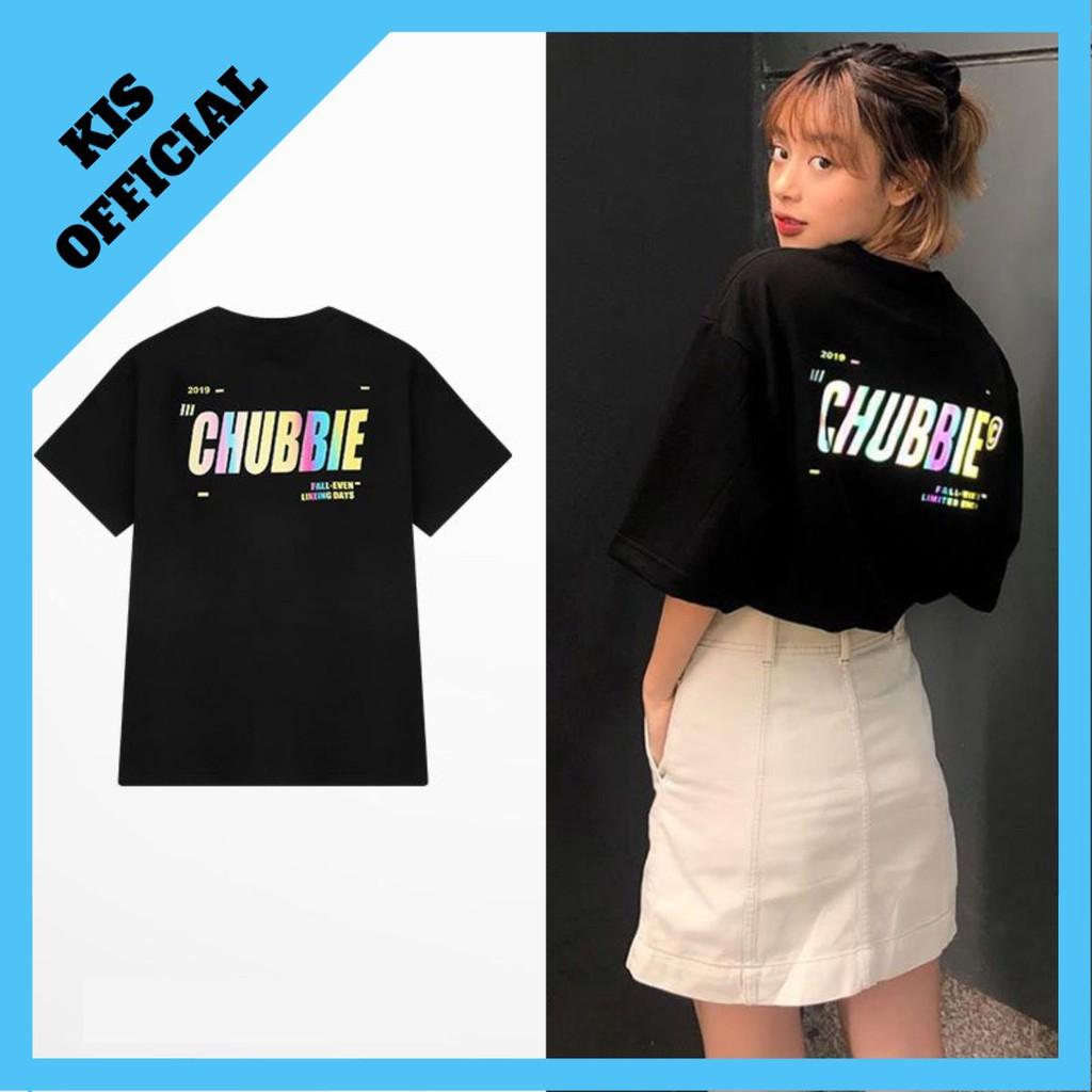 Áo Thun Nữ Phom Rộng Tay Lỡ, In Hình Chữ ChuBBie Phản Quang 7 Màu, KIS OFFICIAL
