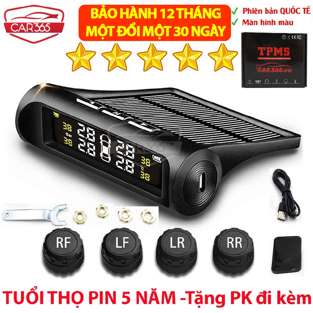 Cảm Biến Áp Suất Lốp Ô Tô Cao Cấp Độ Chính Xác 98% , Cảm Biến Áp Suất Lốp Van Ngoài TPMS, Cảnh Báo Bằng Giọng Nói