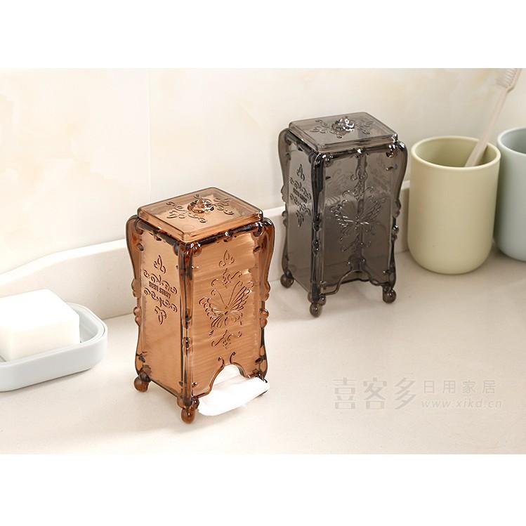 Hộp đựng bông tẩy trang vintage chống bụi có nắp - giao mẫu ngẫu nhiên