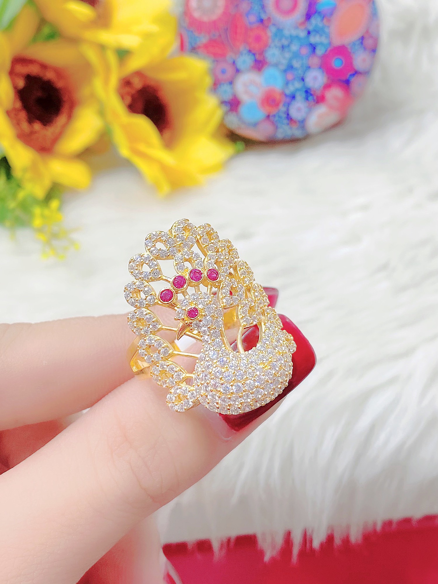 Nhẫn nữ thiên nga mạ 18.k cao cấp H2226