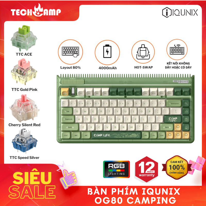 Bàn phím IQUNIX OG80 Camping | RGB - Hàng chính hãng