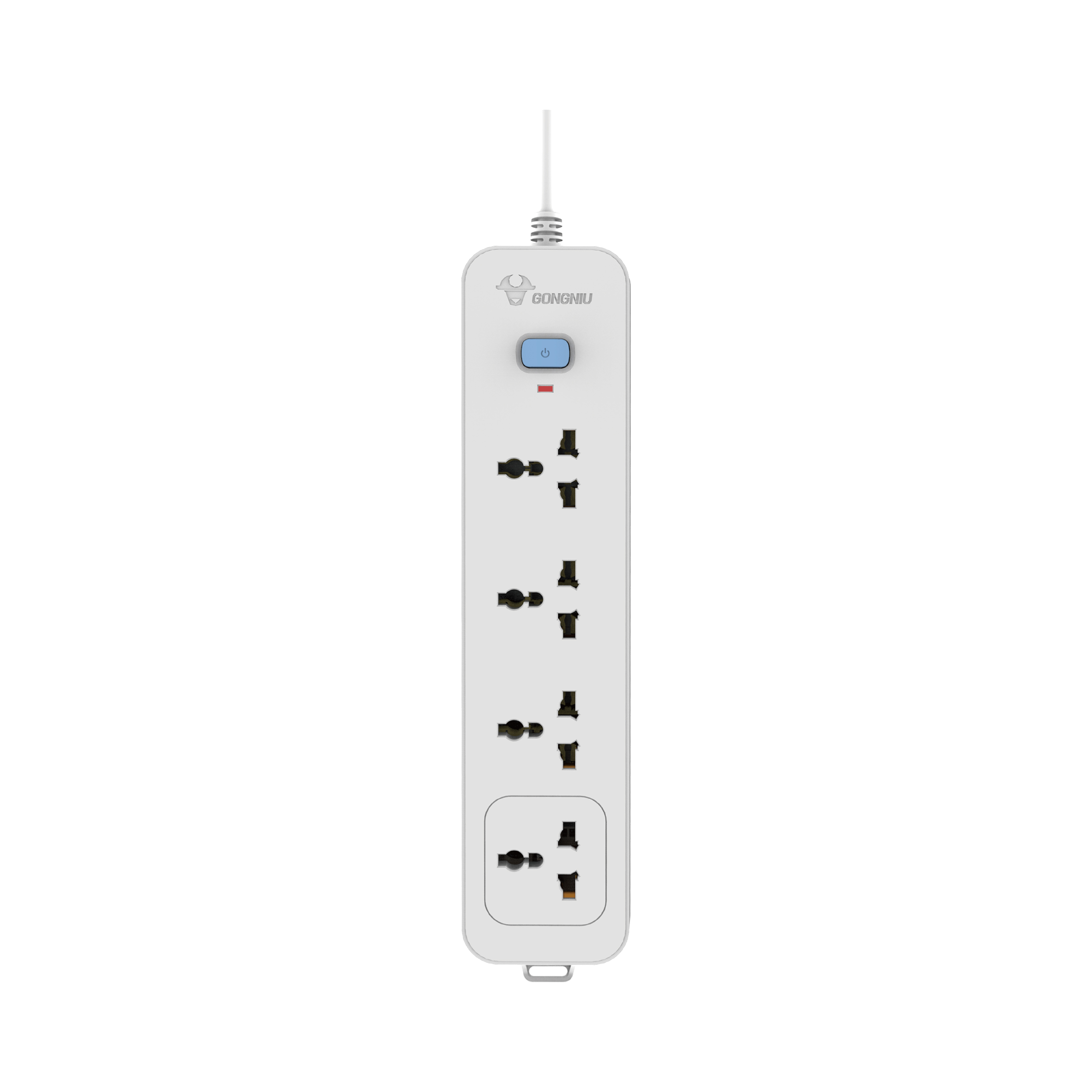 Ổ Cắm Điện Gongniu 4 Ổ Đa Năng 1 Công Tắc – Công Suất 10A/250/2500W – Trắng – Chính Hãng