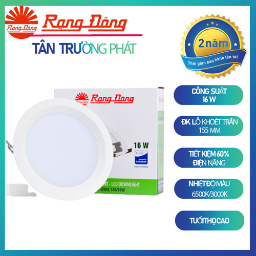 Đèn LED Âm trần Downlight 16W Rạng Đông Model: AT04 155/16W