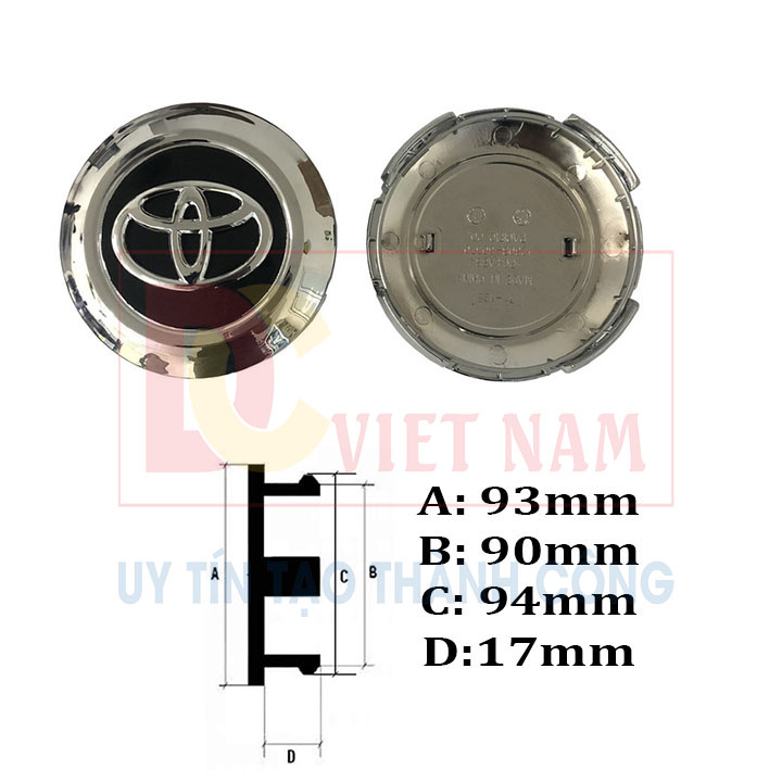 Logo chụp mâm, ốp lazang bánh xe ô tô Toyota Land Cruiser TY-196T, đường kính 95mm