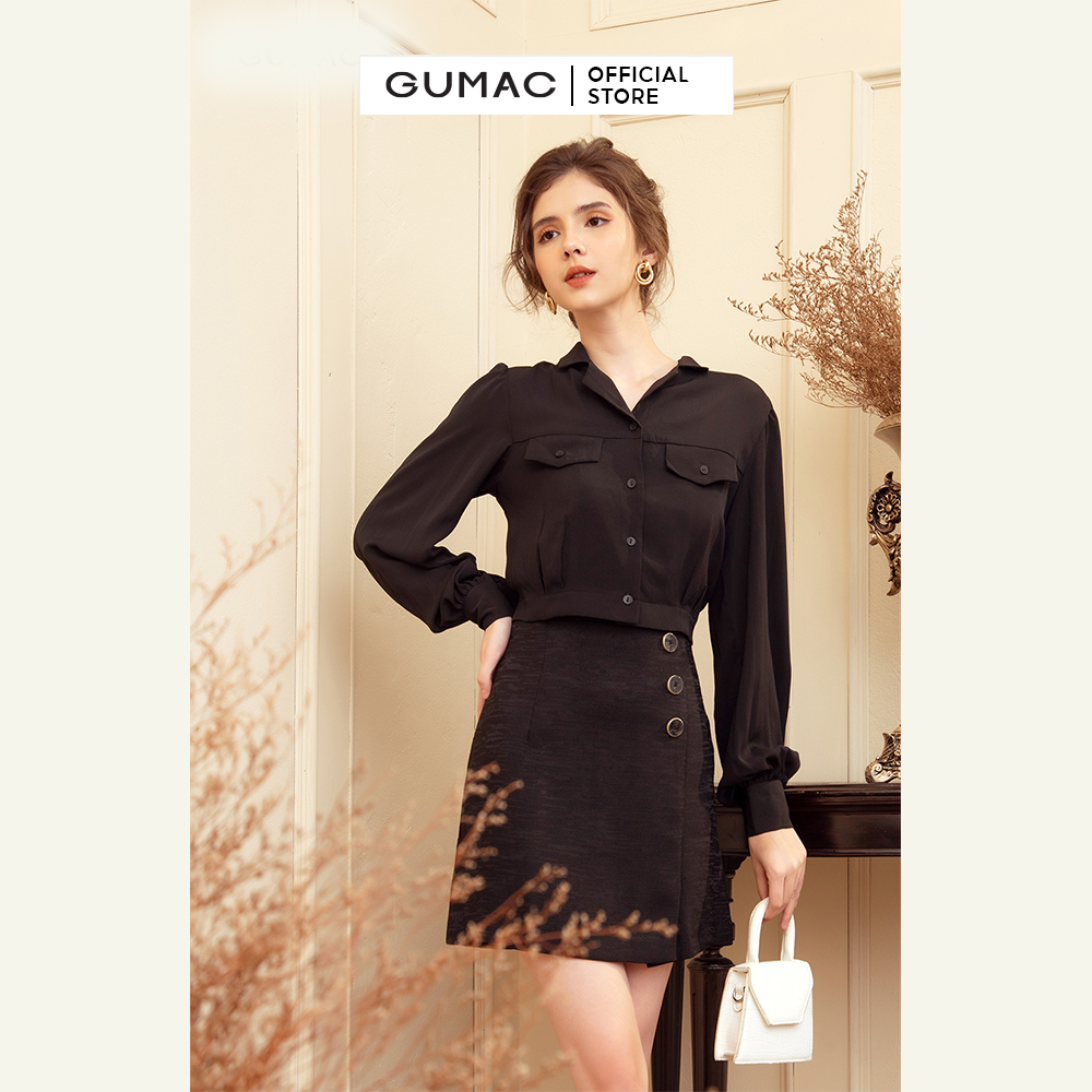 Áo croptop nữ GUMAC AB916 tay dài