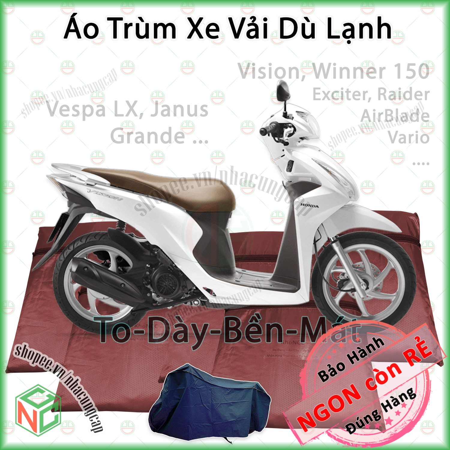 (Phủ Kín) Bạt Trùm Xe Cỡ 4 Siêu To - SH 150i 300i Phủ Sát Đất - Xe Moto PKL - Áo Che Xe Máy Cao Cấp Vải Dù Lạnh (Dù Cá Vân Tổ Ong) - KhoNCC Hàng Chính Hãng