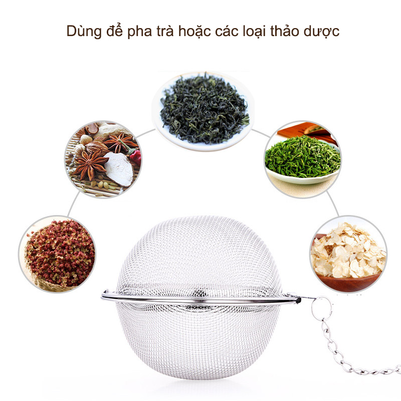 Dụng cụm pha trà hình cầu dạng lưới bằng inox 304