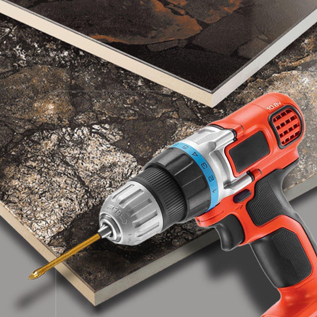 Gốm Kính Ngói Mũi Khoan Phủ Titan Thép Vonfram Lục Giác Mũi Khoan Bộ 6 Cái 3Mm 4Mm 5Mm 6Mm 8Mm 10Mm