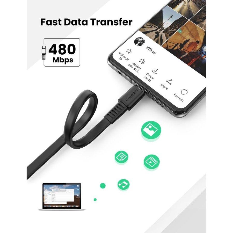 Ugreen UG10975US333TK 1M màu đen USB type C Cáp sạc và truyền dữ liệu máy tính ra điện thoại - HÀNG CHÍNH HÃNG