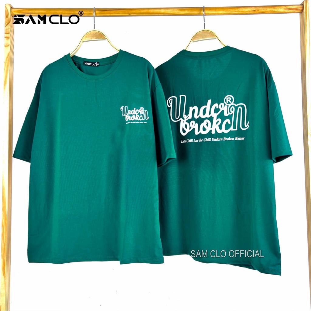Áo thun nữ tay lỡ SAM CLO freesize phông form rộng dáng Unisex - áo lớp, nhóm, couple in chữ UNDER BROKEN