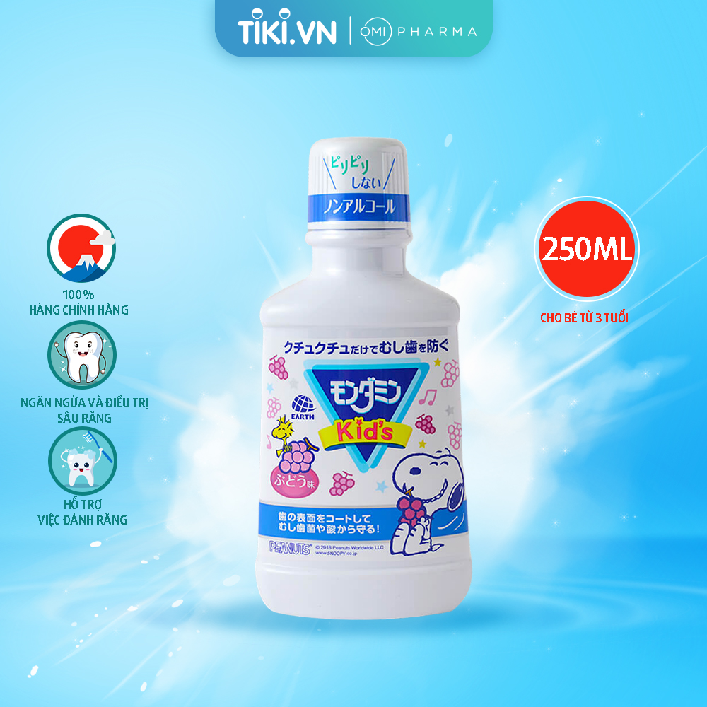 Nước Súc Miệng Cho Trẻ Em Từ 3 Tuổi Mondahmin Kid Nhật Bản Hương Nho 250ml