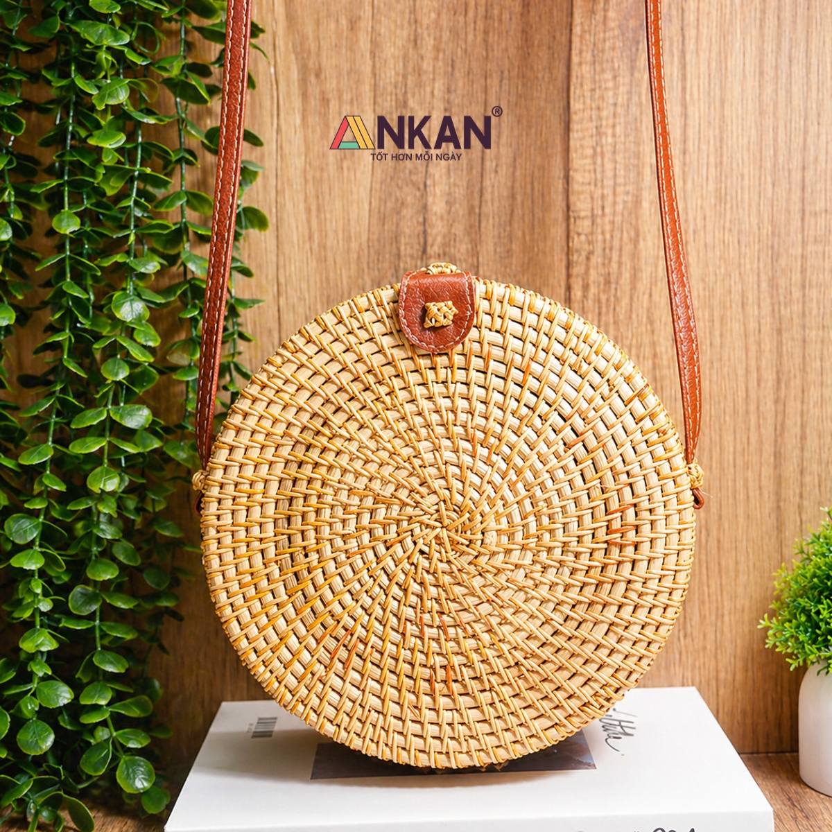 Túi Mây Thời Trang Có Dây Đeo – Túi Mây Vintage Handmade, Túi Mây Đeo Chéo Đi Biển, Picnic, Dạo Phố