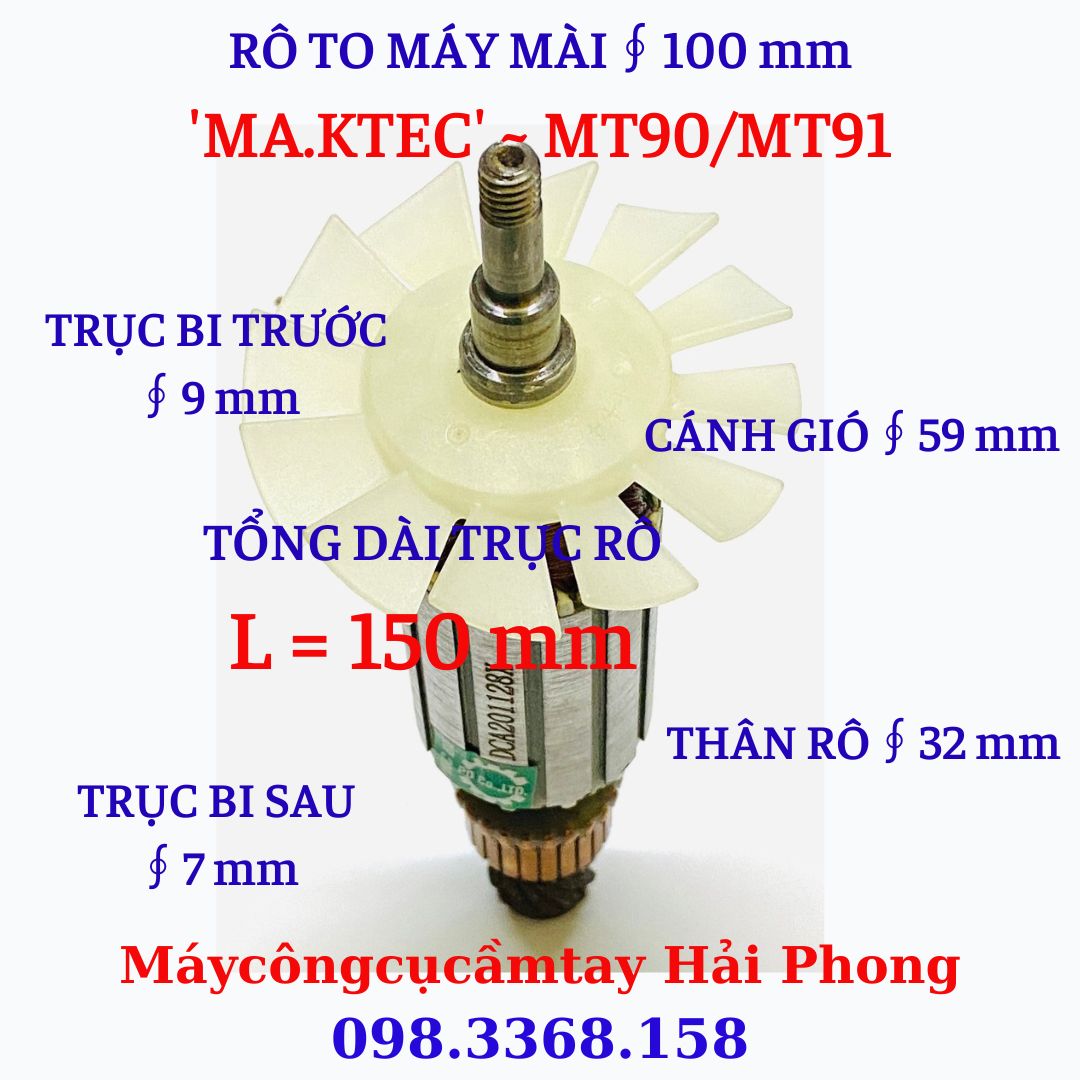 Rô to máy mài góc Mod. 'MT90' / 'MT91' dùng cho 'MAK.TEC' F100 mm
