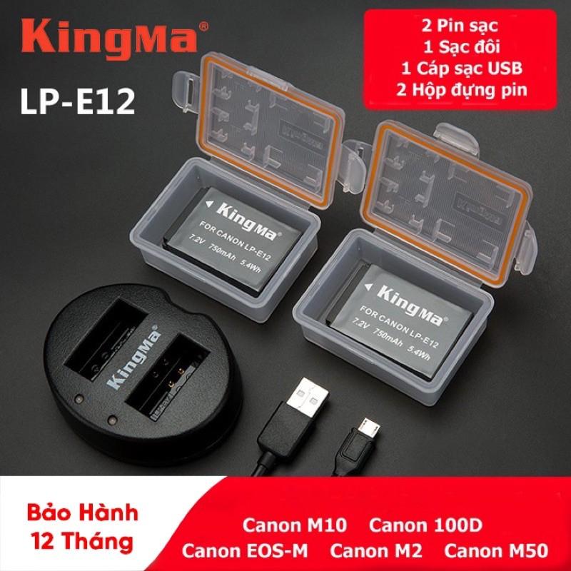 Pin - Sạc Đôi KingMa Cổng USB Cho Canon LP-E12 750 mAh