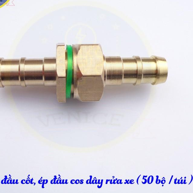 Bộ ép đầu dây rửa xe (đầu đực + cái + áo ép) - Đuôi chuột phi 8mm - Cỡ ren 13 mm