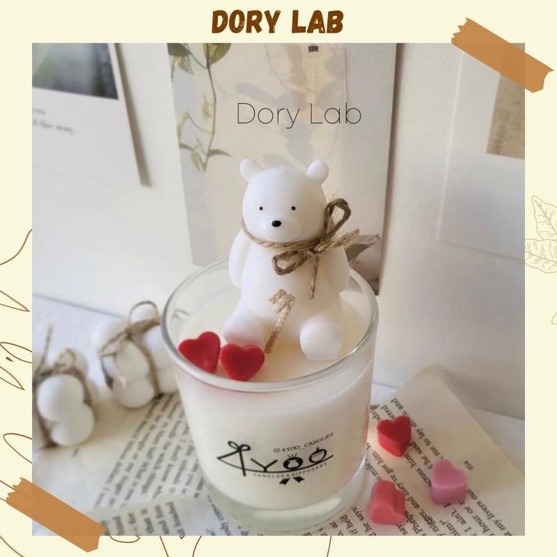 Nến Thơm Ly Gấu Trắng Cột Nơ Nhiều Mùi Hương - Dory Lab