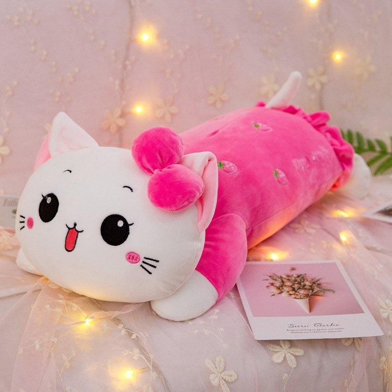 Gấu Bông Mèo Kitty Nơ Dâu - Gối Ôm Gấu Bông Mina