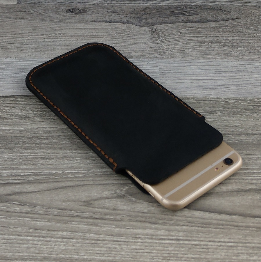 Bao Da Rút dành cho Iphone 6 Plus/ 6S Plus Classic Da Bò Sáp Màu Đen
