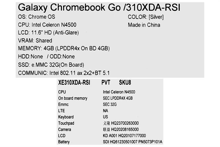 Laptop Samsung XE310XDA-KA1VN (N4500, 4GB, 32GB, HD, ChromeOS) - Hàng Chính Hãng