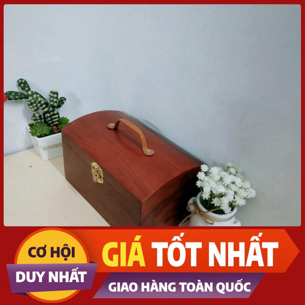 ) Hộp đựng con dấu, trang sức bằng gỗ nắp đồng cực đẹp