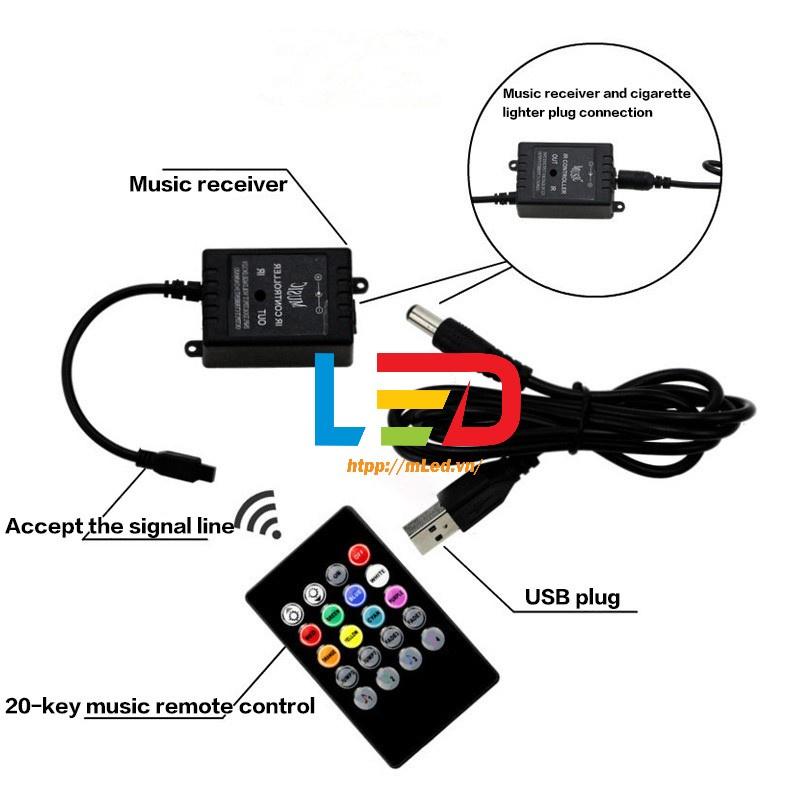 Đèn led gầm xe ô tô RGB, đèn cảm ứng, trang trí nội thất ô tô, điều khiển từ xa, nhấp nháy theo nhạc