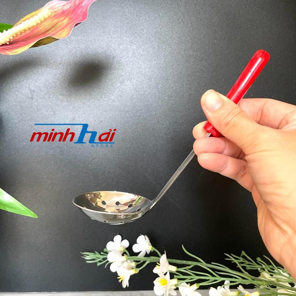 Muỗng Vá múc thạch, trân châu - Inox dày không rỉ , cán nhựa màu đỏ- Dụng cụ pha chế