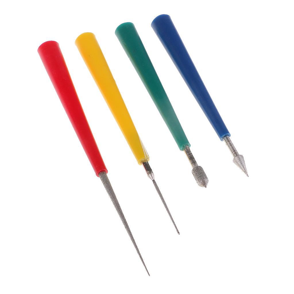 2X 4 Pieces Bead Reamer Set Jewelry Craft Tool Metal Glass Stone Polish