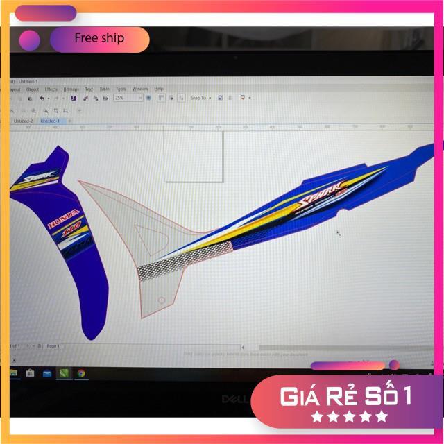 Tem rời dành cho xe Wave Blade 110 dán xe xanh gp