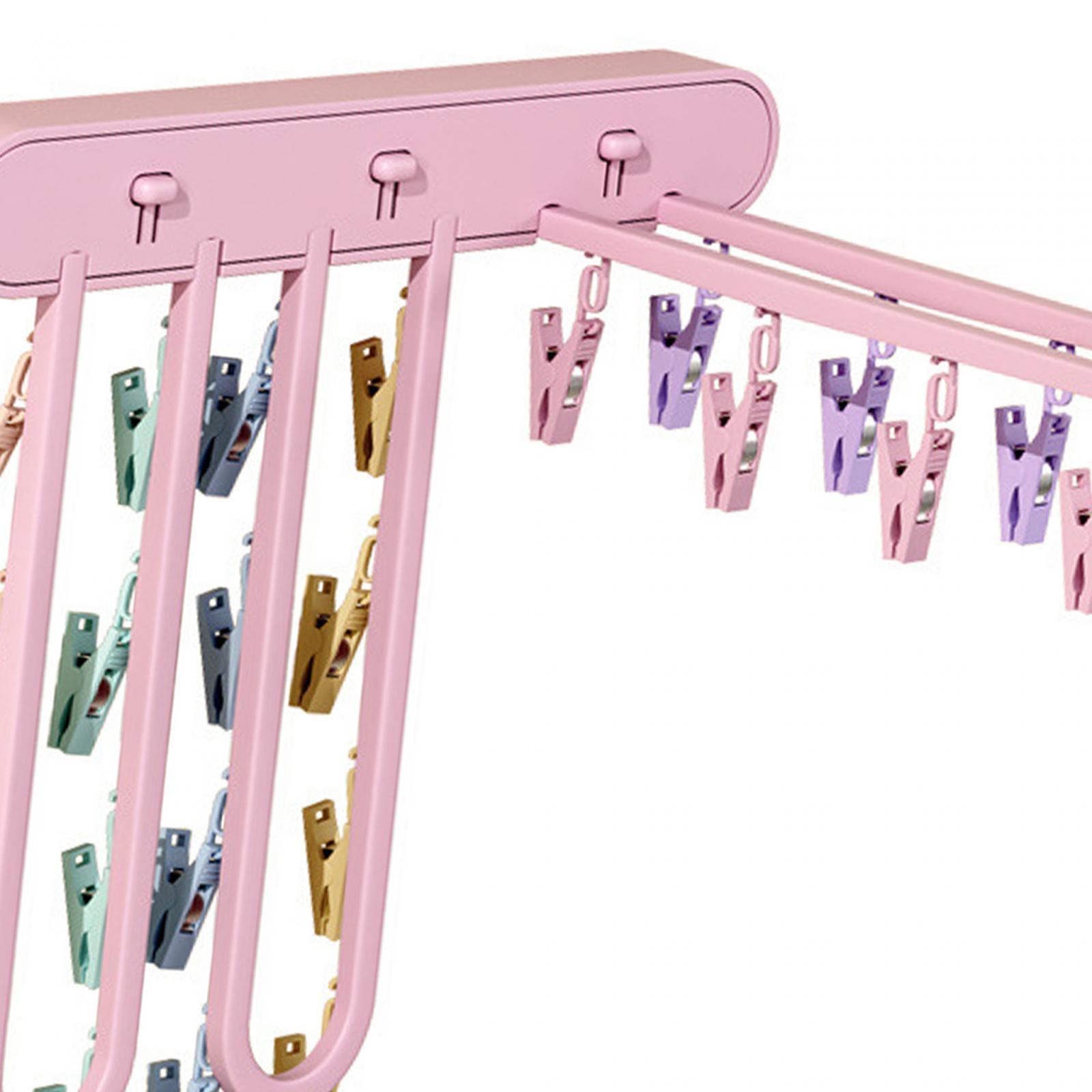 Socks Hanger Clothing Hanger Support Hanger Laundry Clip Stable Organization with 24 Clips Underwear Hanging for Outdoor Skirt Indoor Pants