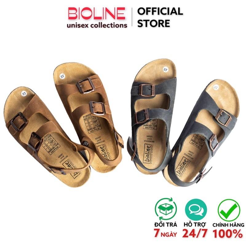 Dép da bò birken quai hậu Bioline sandal quai ngang unisex da bò thật mã BO2 - Bioline Official