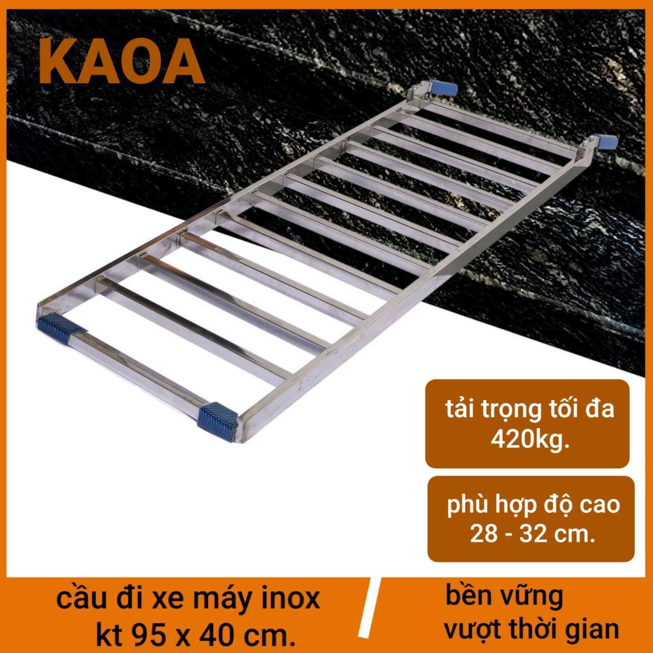 CẦU ĐI XE MÁY INOX . kt 95x40 cm