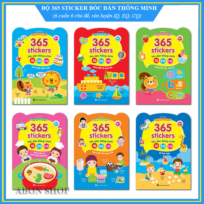 Bóc dán thông minh 365 - Bộ sticker bóc dán 6 cuốn 6 chủ đề - Rèn luyện IQ, EQ, CQ