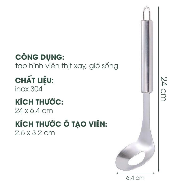 Dụng cụ làm thịt viênCAM KẾT CHUẨN cá viên, mọc viên chống dính bằng inox 304 - Muỗng viên thịt thông minh tiện ích