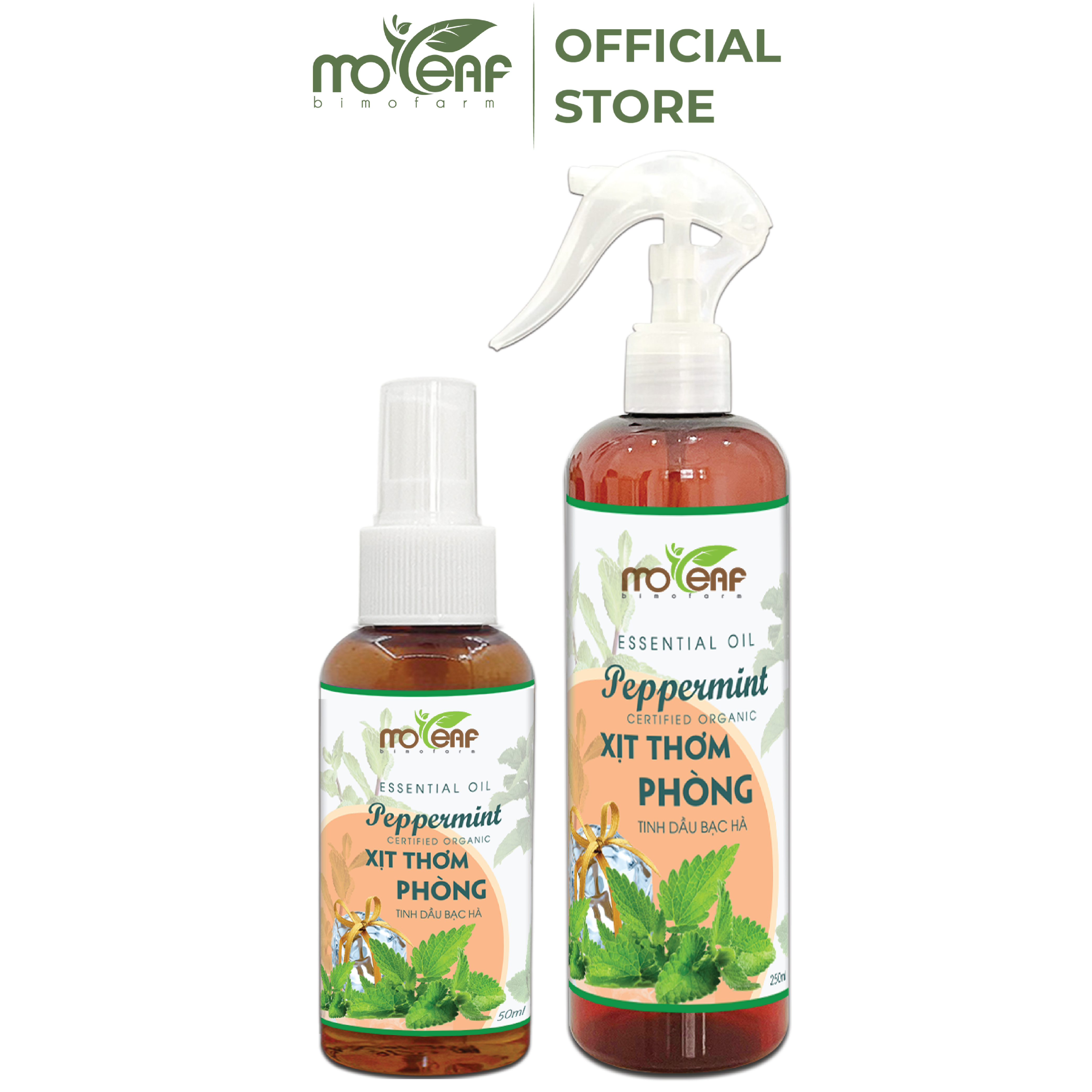 XỊT THƠM PHÒNG Moleaf - Tinh Dầu Sả Chanh, Bạc Hà, Bạch Đàn Chanh, Tràm Gió, Hương Thảo, Quế lọc không khí Đuổi Muỗi & Côn trùng 250ml
