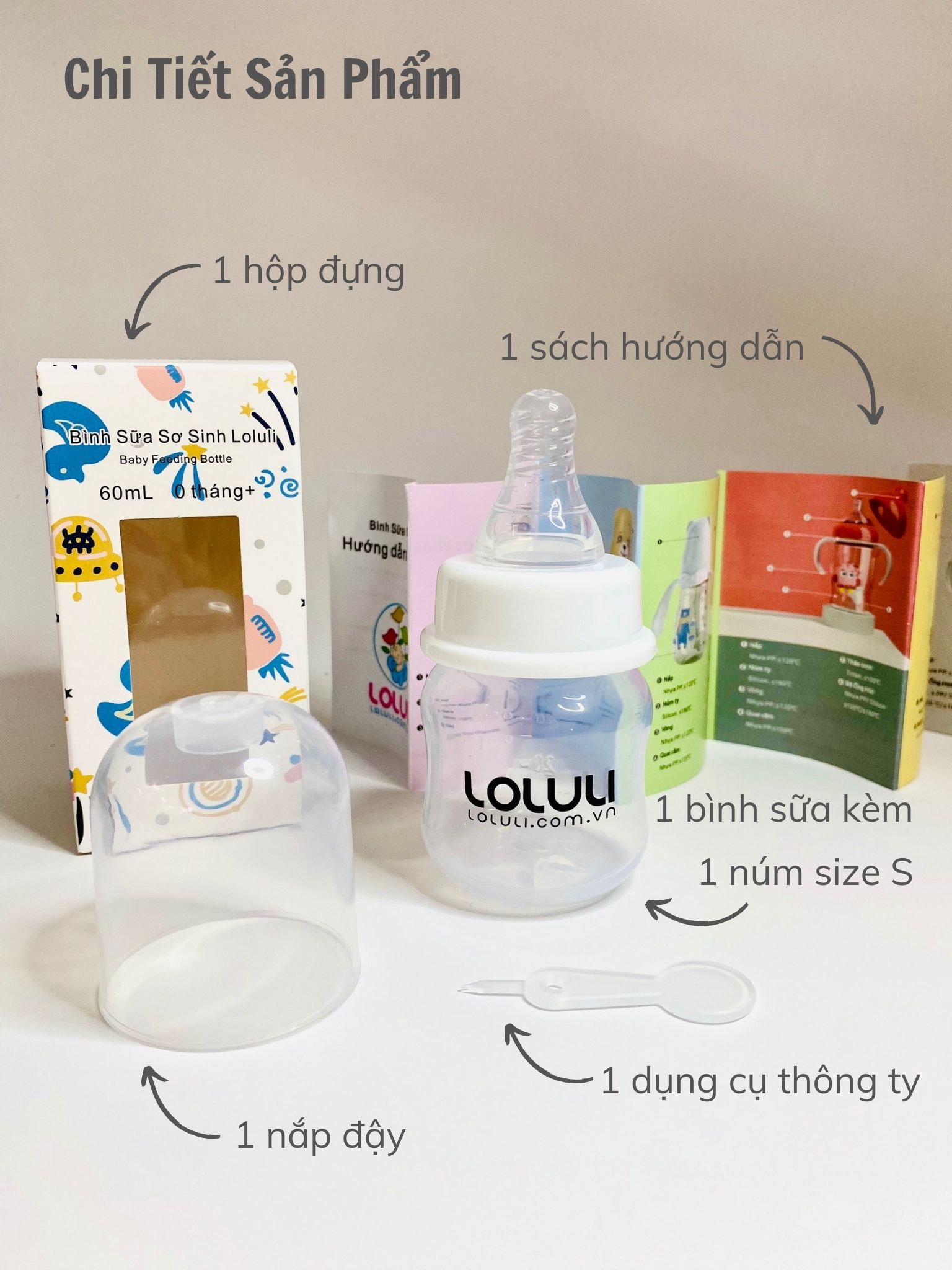 Bình sữa Loluli nhựa PP 60ml