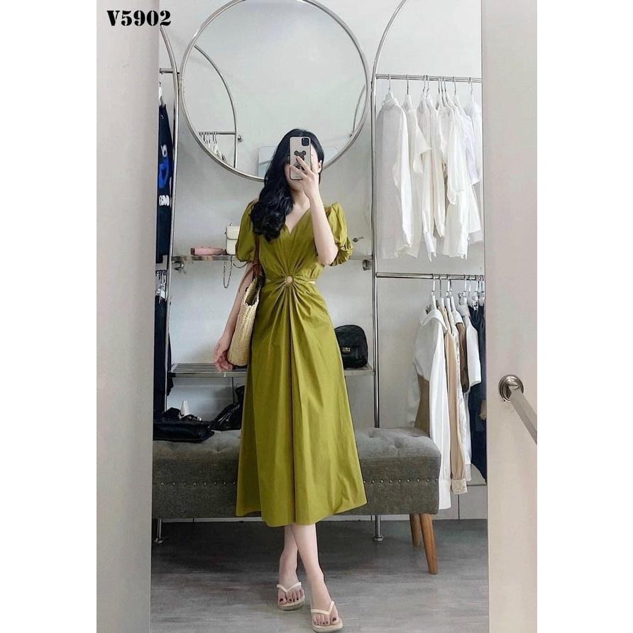 Váy Maxi Tay Bồng Khoét Eo Dáng Thon