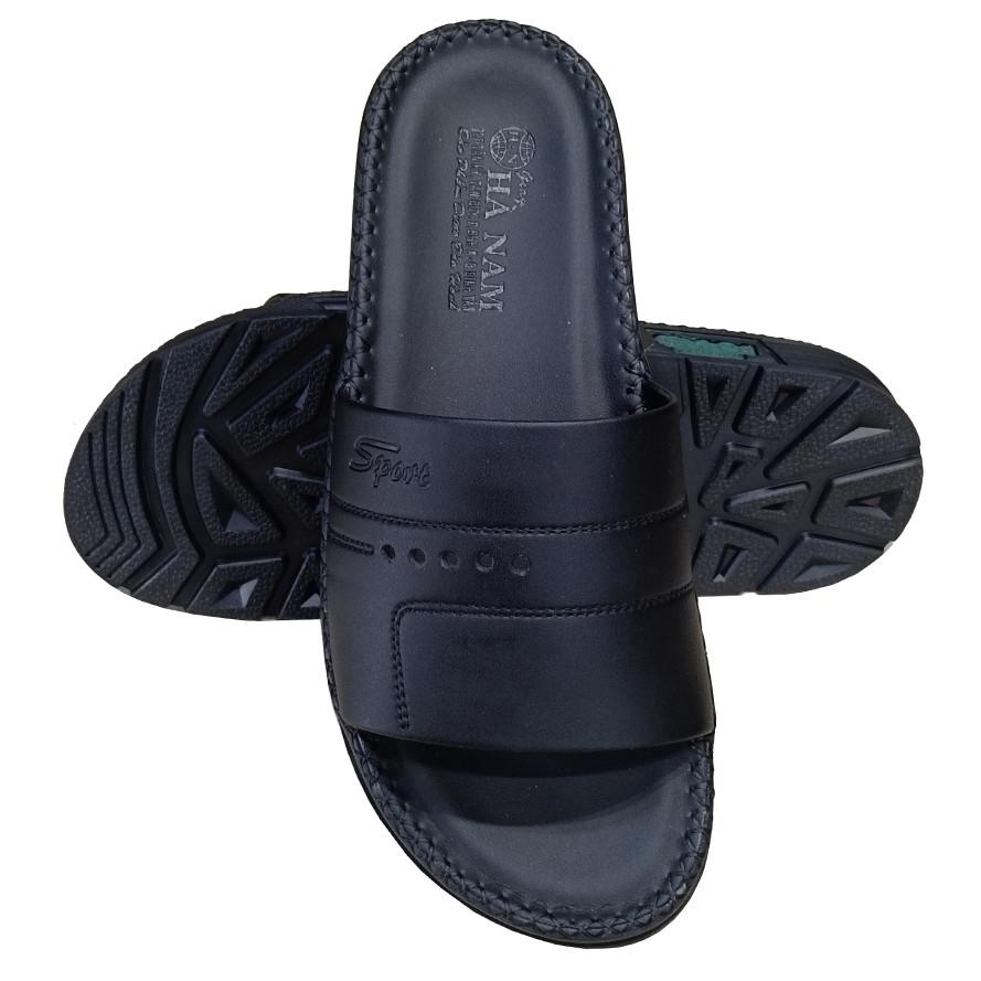 Dép Nam Da Bò HA NAM Đế Siêu Nhẹ Khâu Chỉ Toàn Bộ DNA22035 - Màu Nâu