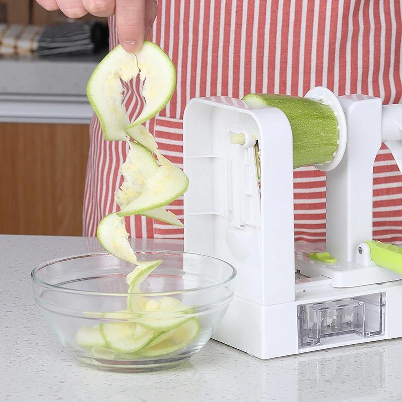 Chuyên Nghiệp Rau Xoắn Ốc Cắt Cánh Quạt Quay Cắt Chà Bông Chay Mì Spaghetti Máy Làm Mì Salad Dụng Cụ Phụ Kiện Nhà Bếp