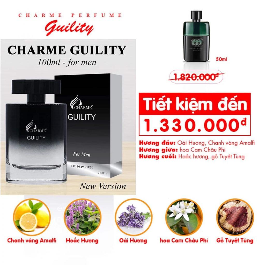 Nước Hoa Nam CHARME GUILITY 100ml Lưu Hương Lâu Lịch Lãm, Nam Tính_Nước Hoa Chính Hãng