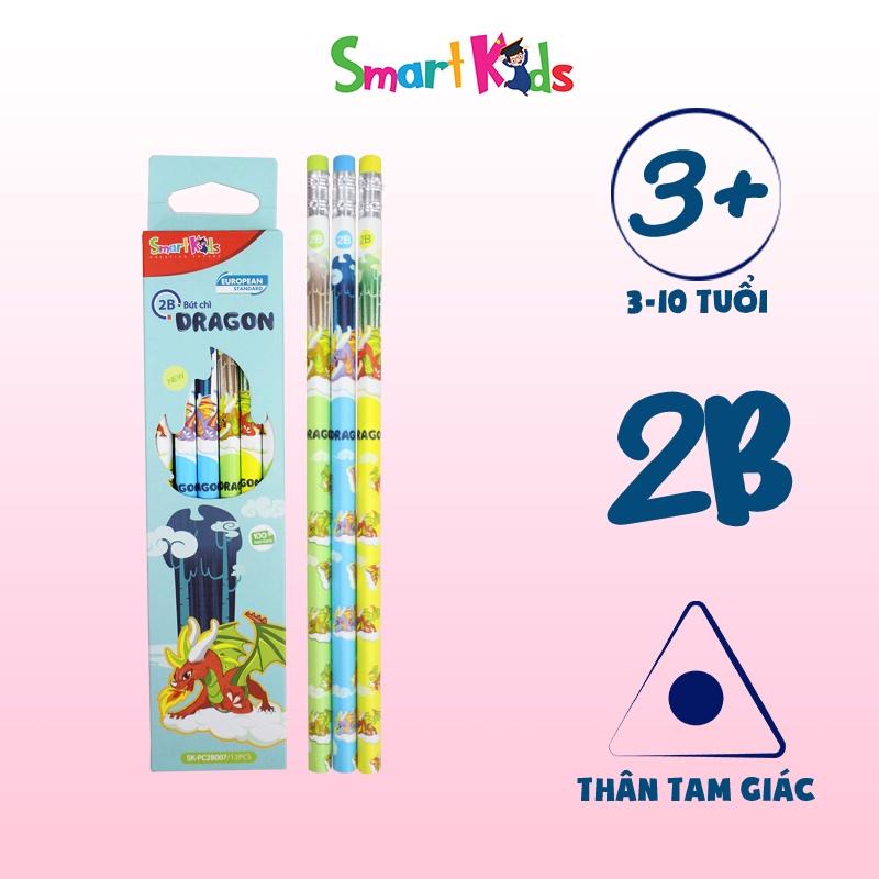 Bút Chì Smart Kids 2B SK-PC2B007 Dragon gỗ mềm dễ chuốt, thân in hình bắt mắt