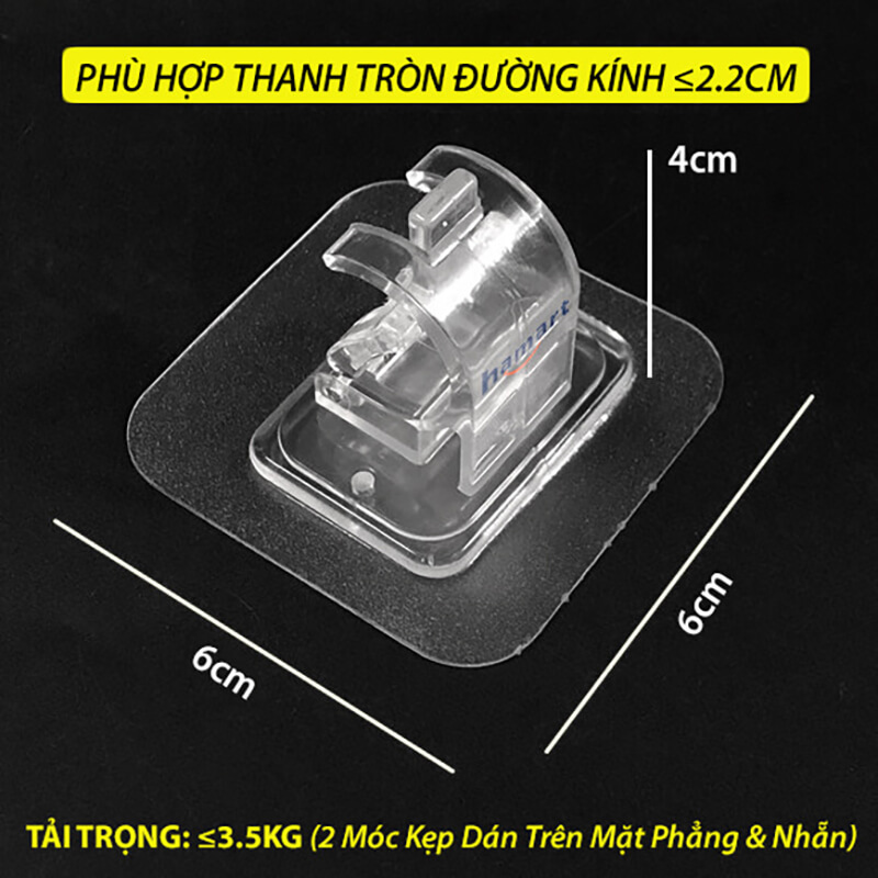 Kẹp Nhựa Dán Tường Đỡ Thanh Treo Rèm Cửa Móc Cố Định Giá Treo Khăn Nhà Tắm Dính Siêu Chắc