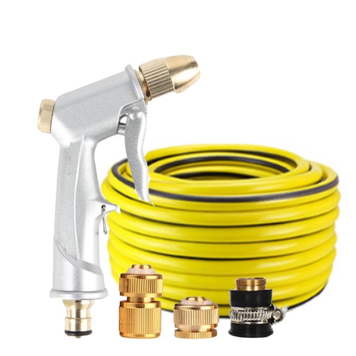 Rửa xe tưới cây Bộ dây và vòi xịt tăng áp lực nước 300% loại 25m cút đồng,nối đồng 206701