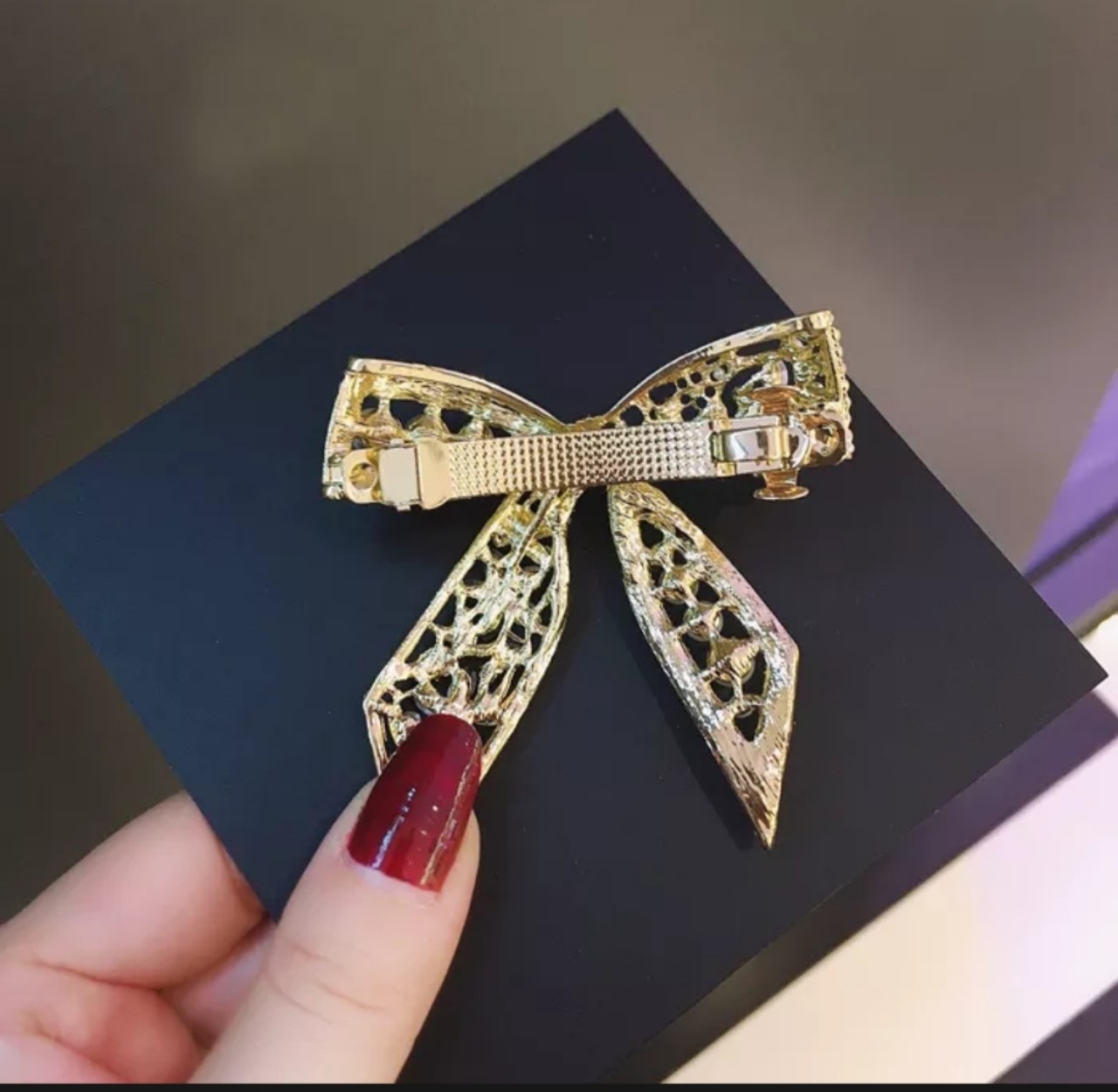 Kẹp tóc hình nơ đính đá phong cách Vintage